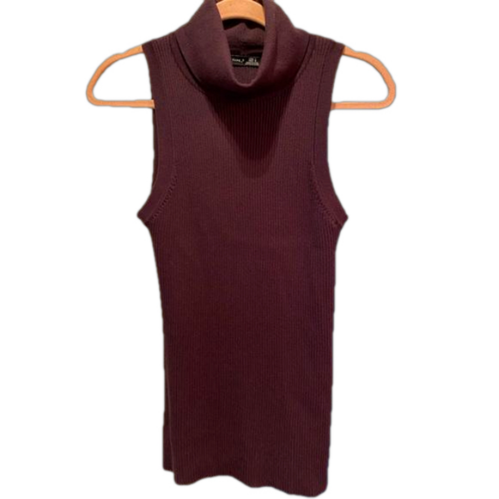 SZ Large Blacktape top sleeveless mock turtleneck tank top deep purple